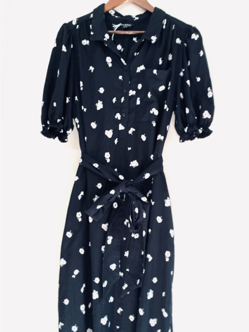 Lucky Brand Cotton Fall Floral Midi Dress Belted XL